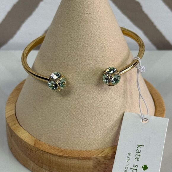 NWT Kate Spade Lady Marmalade Mint Green Crystal Open Hinge Bracelet - Picture 1 of 4